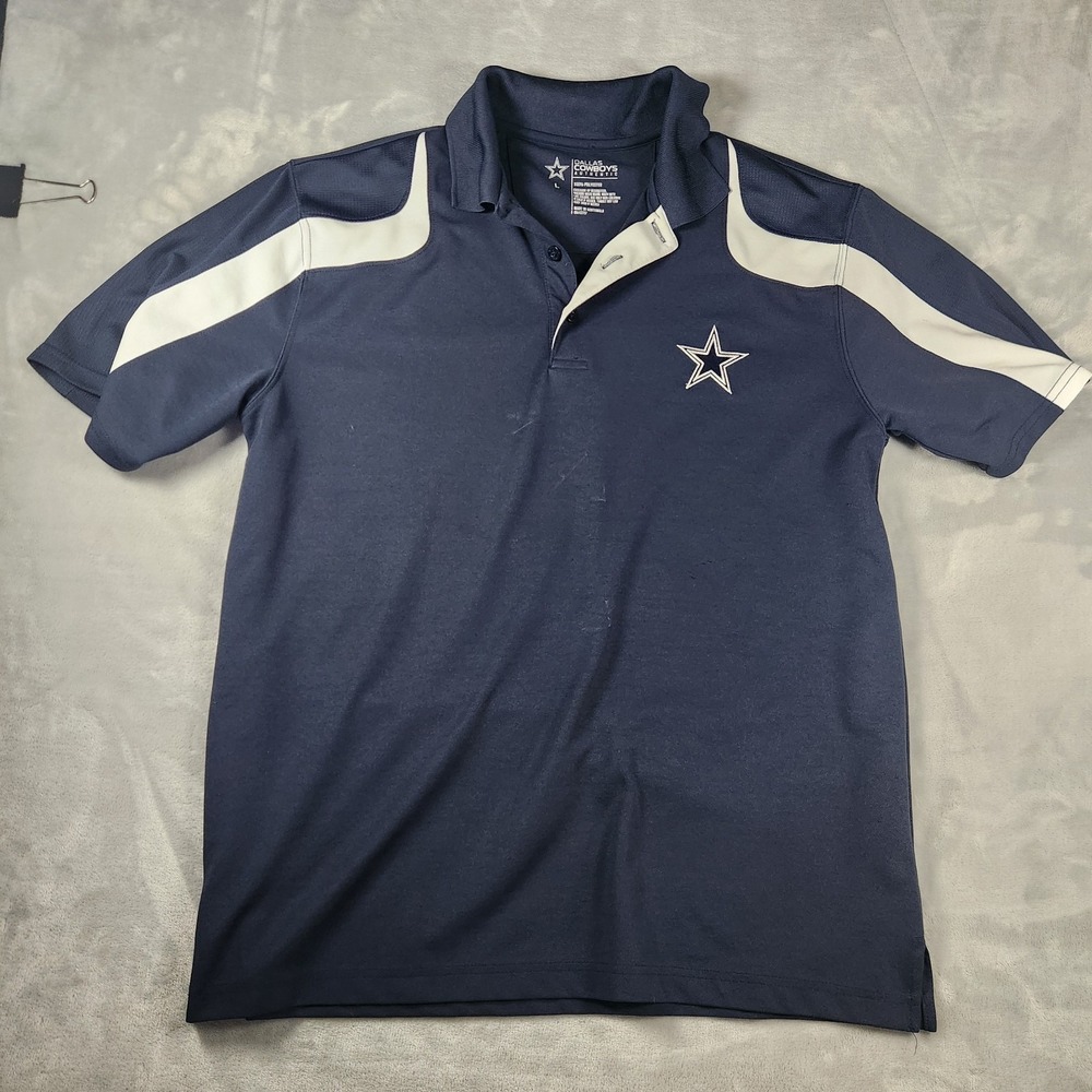 Dallas Cowboys Authentic NFL Navy Blue Short Sleeve Polo Shirt Men's Size Large
